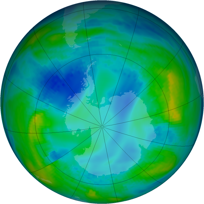 Antarctic ozone map for 08 May 1992